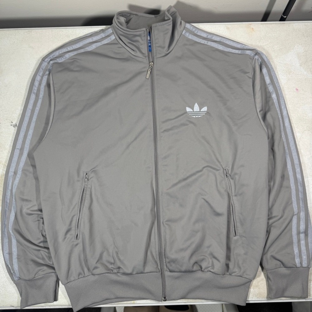 Adidas Firebird Jacket Mens XL Track Trefoil Originals Y2K Full Zip Grey
